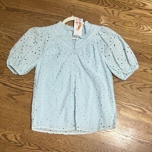 Light Blue Eyelet Blouse